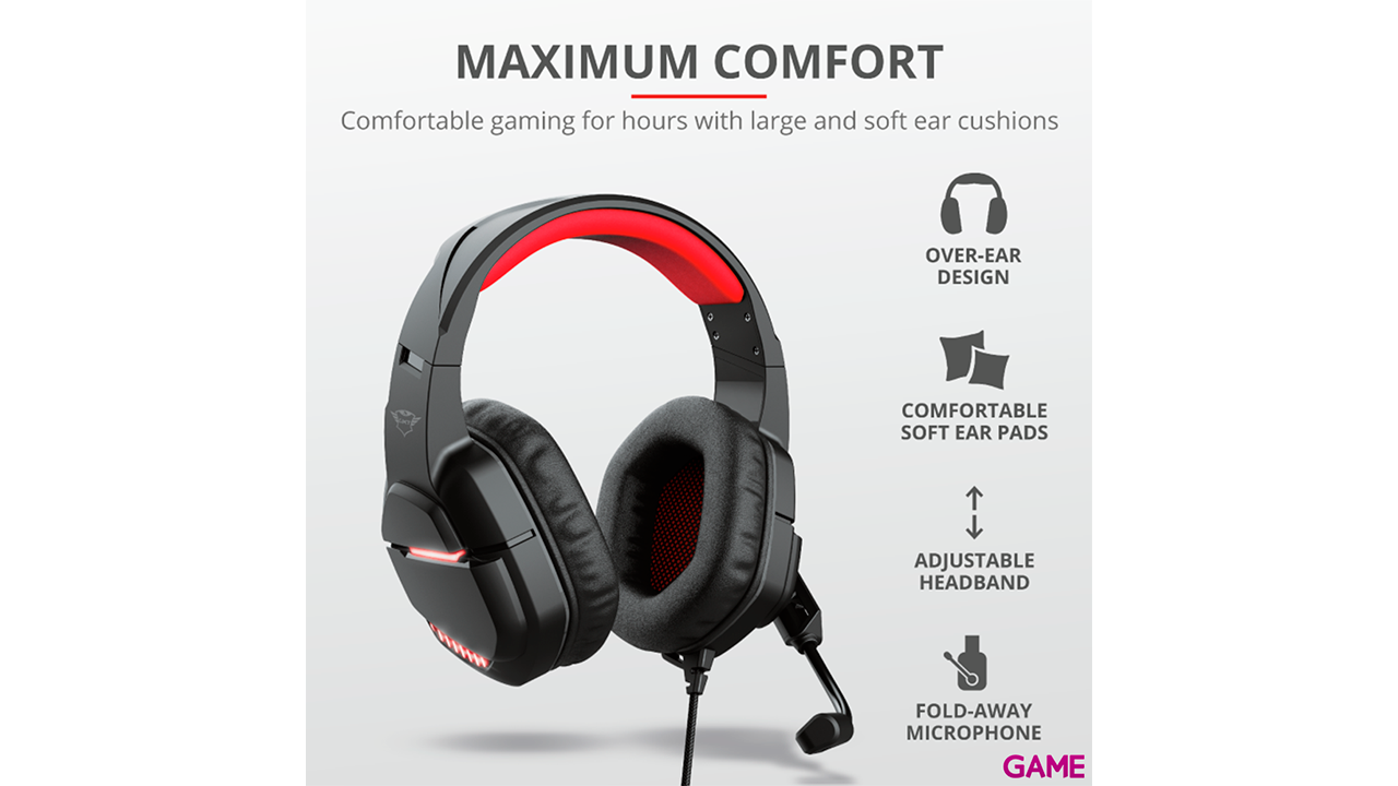 Trust GXT 448 Nixxo USB LED Rojo PC-PS4-PS5 - Auriculares Gaming-1
