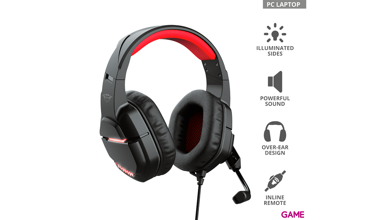 Trust GXT 448 Nixxo USB LED Rojo PC-PS4-PS5 - Auriculares Gaming-2