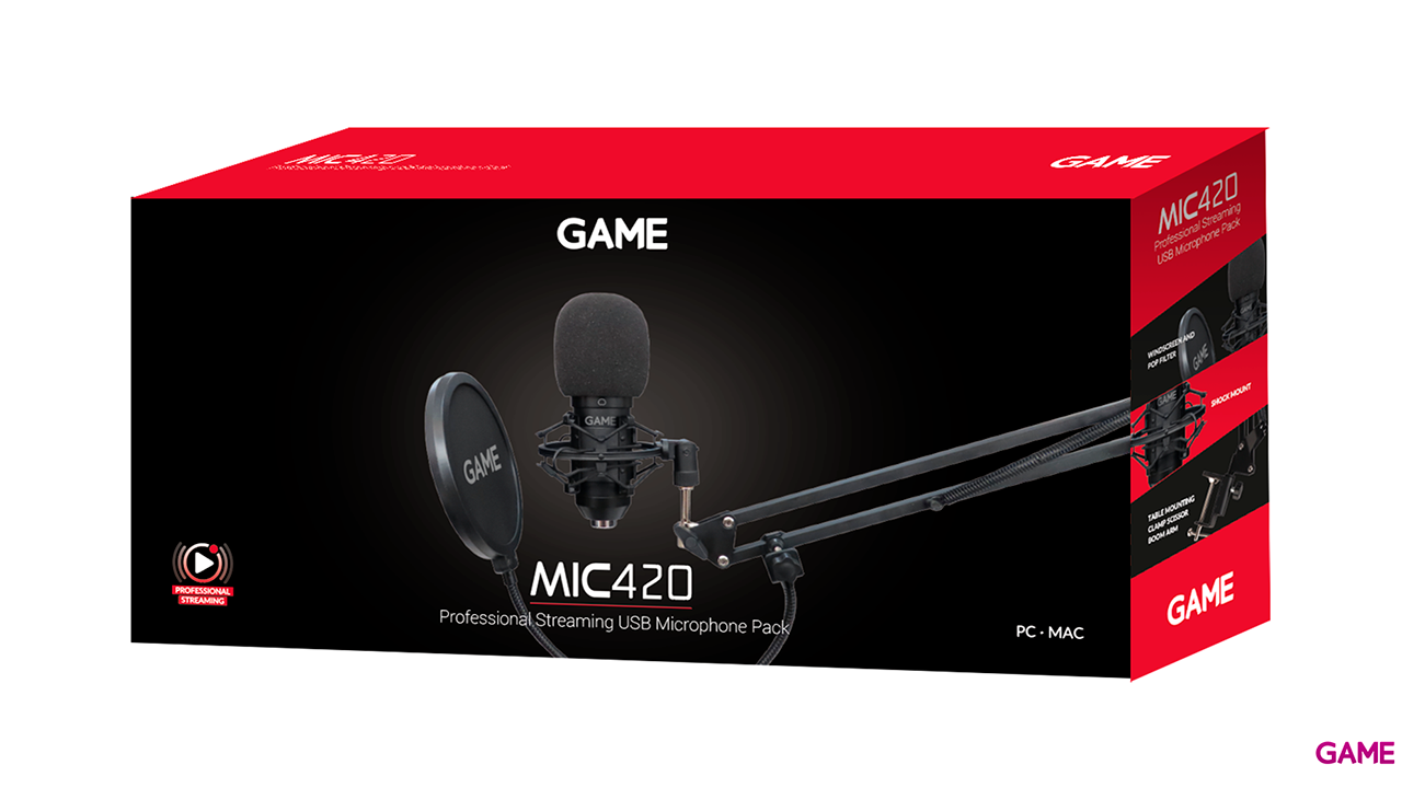GAME MIC420 USB PRO Streaming Microphone Kit - Micrófono-1