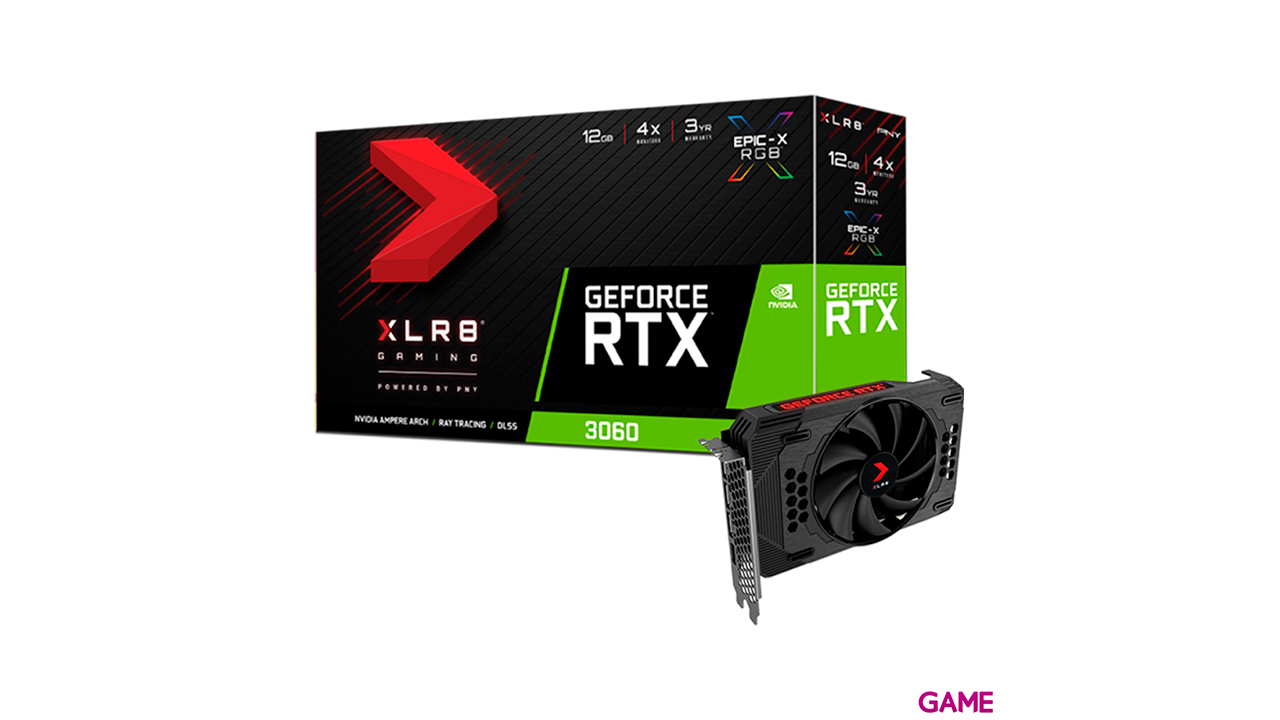 PNY GeForce RTX 3060 12GB XLR8 REVEL EPIC-X RGB Single Fan - Tarjeta Grafica Gaming-0