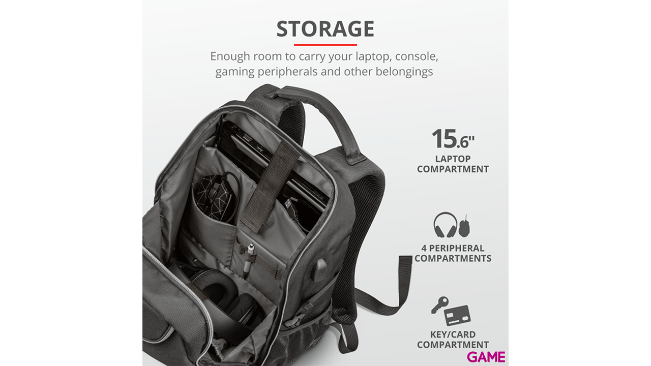 Trust - GXT1255 Outlaw Backpack Black - Mochila Gaming-2