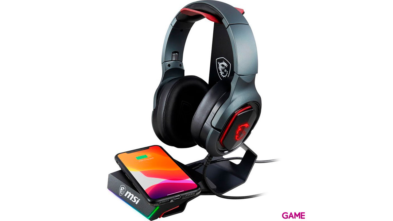 MSI Immerse  HS01 COMBO - Base Carga Movil Qi - USB - RGB - Soporte Auriculares-3