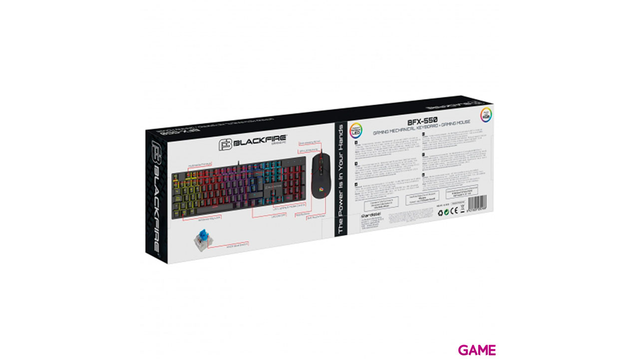 BlackFire PC Combo BFX 550 -Teclado Mecánico Blue Switch + Ratón RGB 8000DPI - Pack Gaming-3