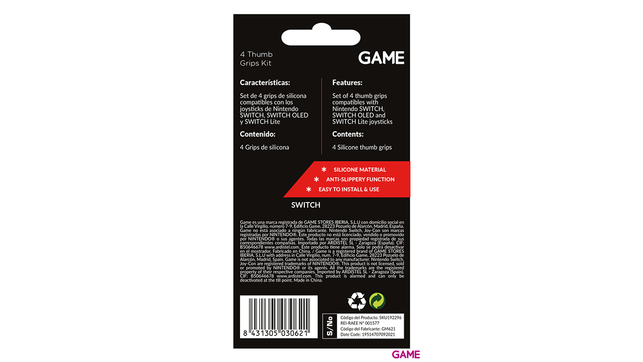 GAME GM621 Set de 4 Grips para Nintendo Switch-1