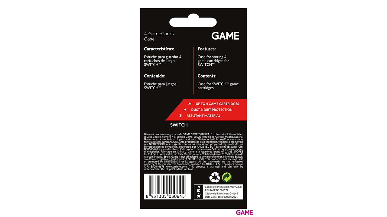 GAME GM645 Caja para 4 Juegos Nintendo Switch-1