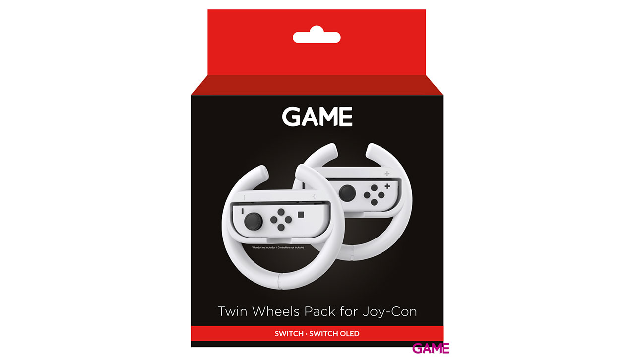 GAME GM676 Pack de 2 Volantes blancos para Joy-Con Switch-0