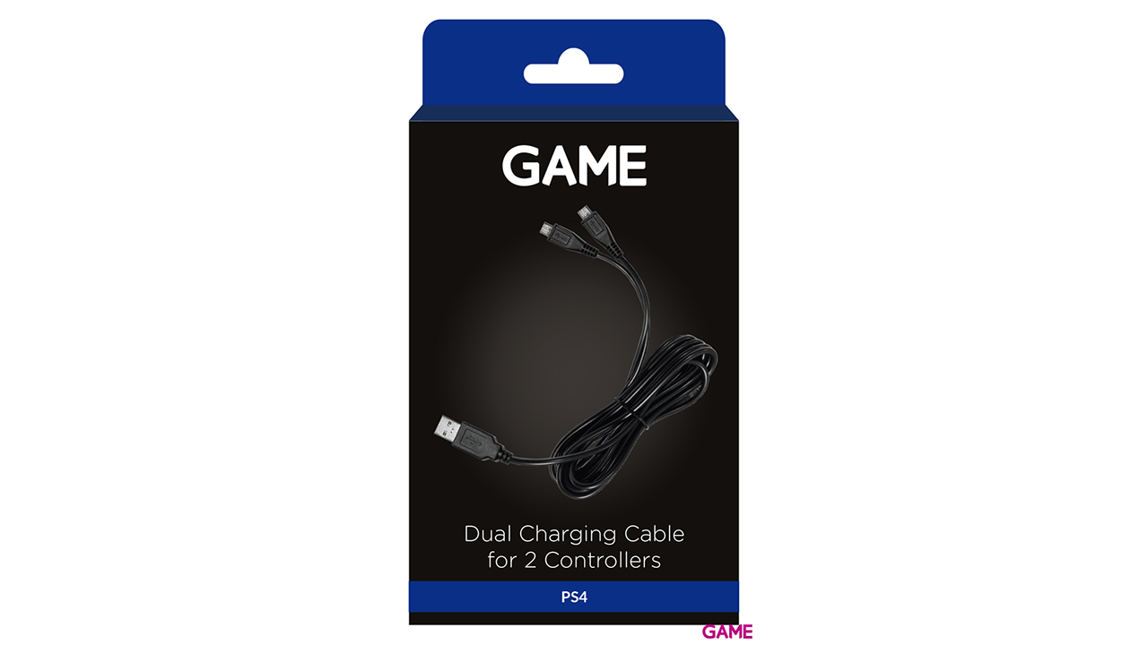 GAME GM751 Cable Carga MicroUSB para 2 Mandos DualShock4-0