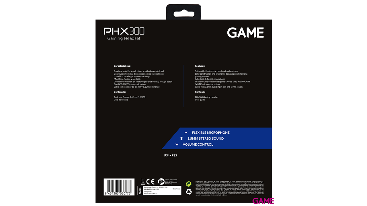 GAME PHX300 White Auriculares Gaming PS5-PS4-PC-1