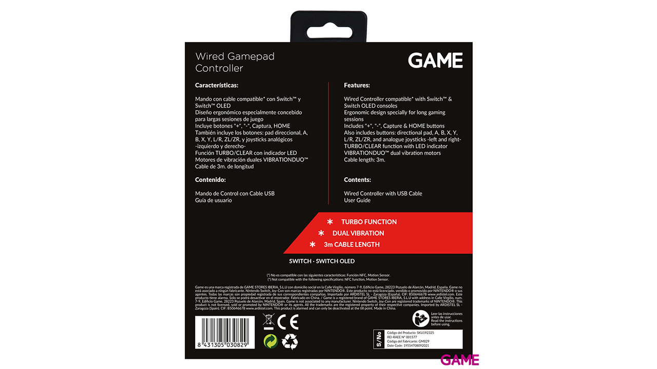 GAME GM829 Controller con Cable-1