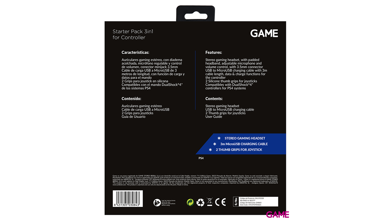 GAME GM843 Starter Pack para mando DualShock4-1