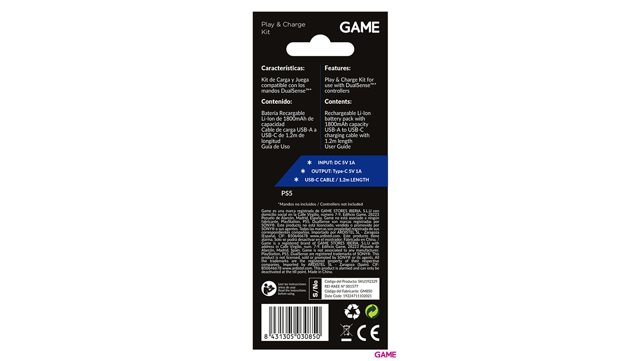 GAME GM850 Batería 1800mAh para Mando DualSense-1