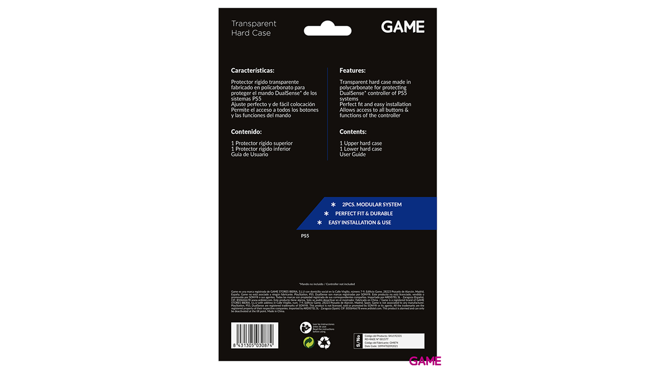 GAME GM874 Carcasa Rígida transparente para Mando DualSense-1