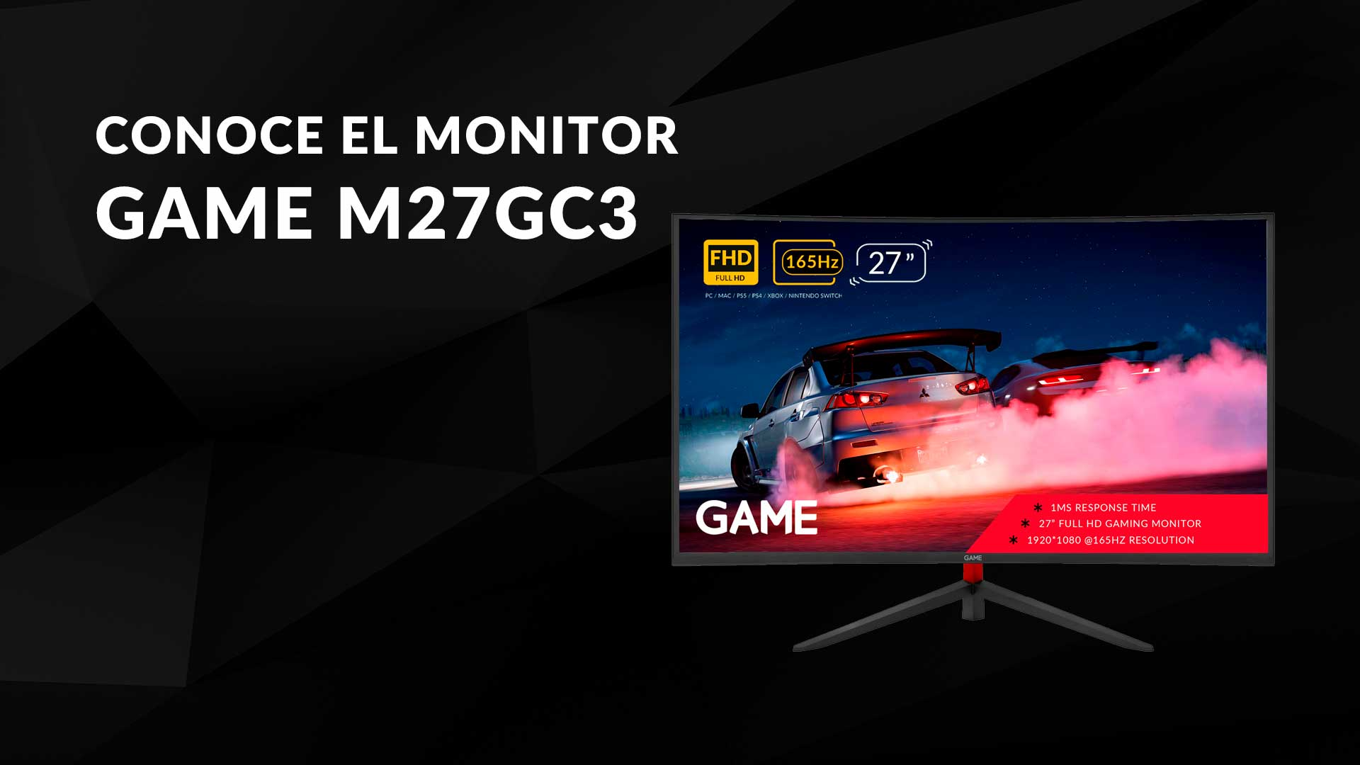 GAME M27GC4-2K 27´´ VA QHD 165Hz PC / 120Hz PS5 - XSX con Altavoces -  Monitor Gaming Curvo. PC GAMING