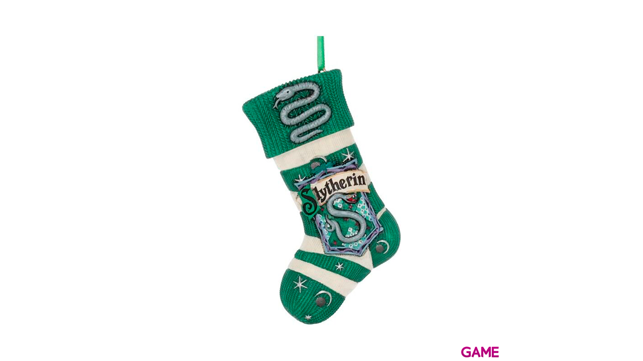 Adorno de Navidad Harry Potter: Calcetín de Slytherin-1