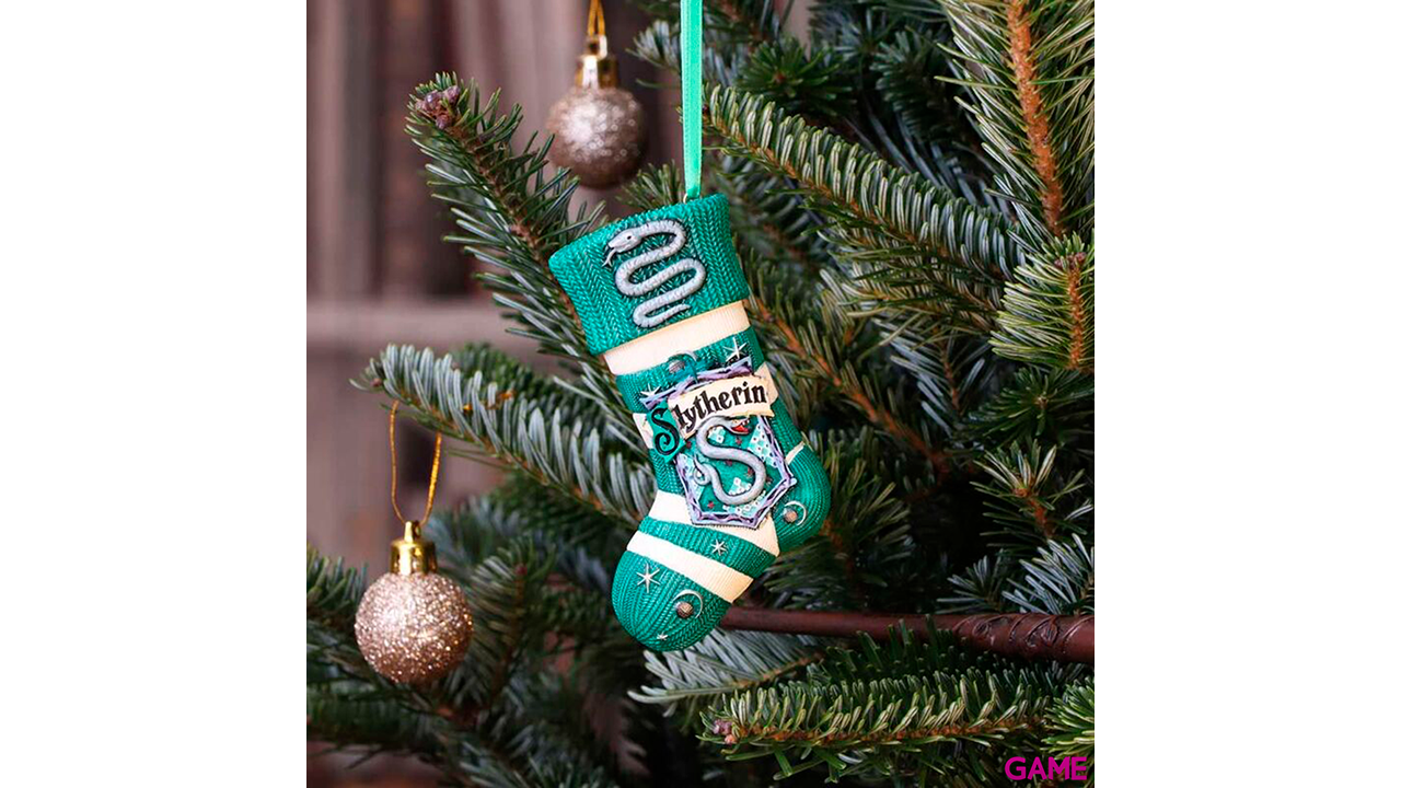 Adorno de Navidad Harry Potter: Calcetín de Slytherin-2