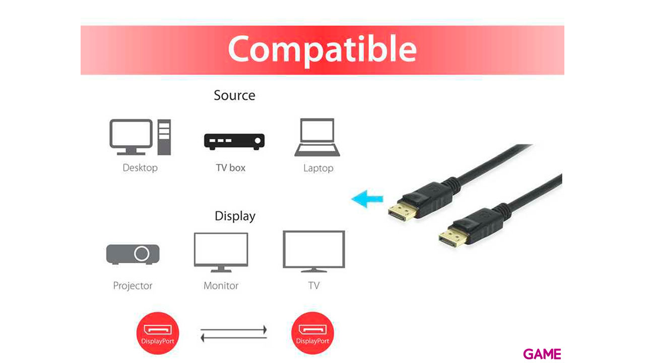 EQUIP Cable DisplayPort 1.4 - 8K/60Hz - 4K/120Hz - 3 Metros - Cable-2