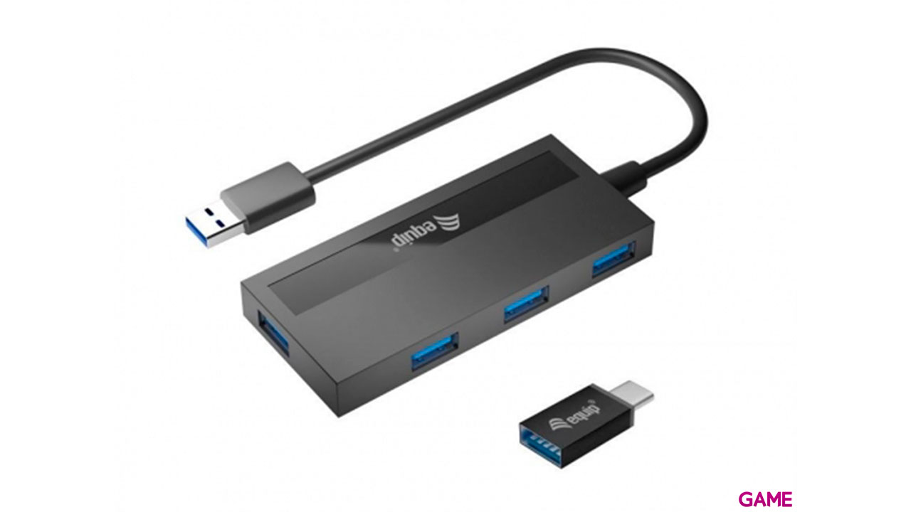 EQUIP Hub USB 3.0 - 4 puertos - incluye adaptador USB-C - Hub USB-0