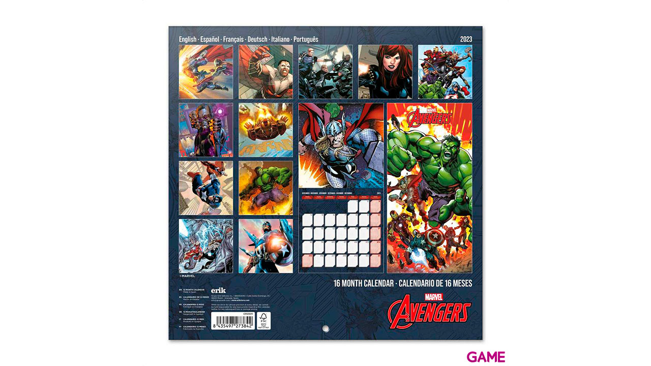Calendario 2023 Marvel: Los Vengadores 30x30cm-1