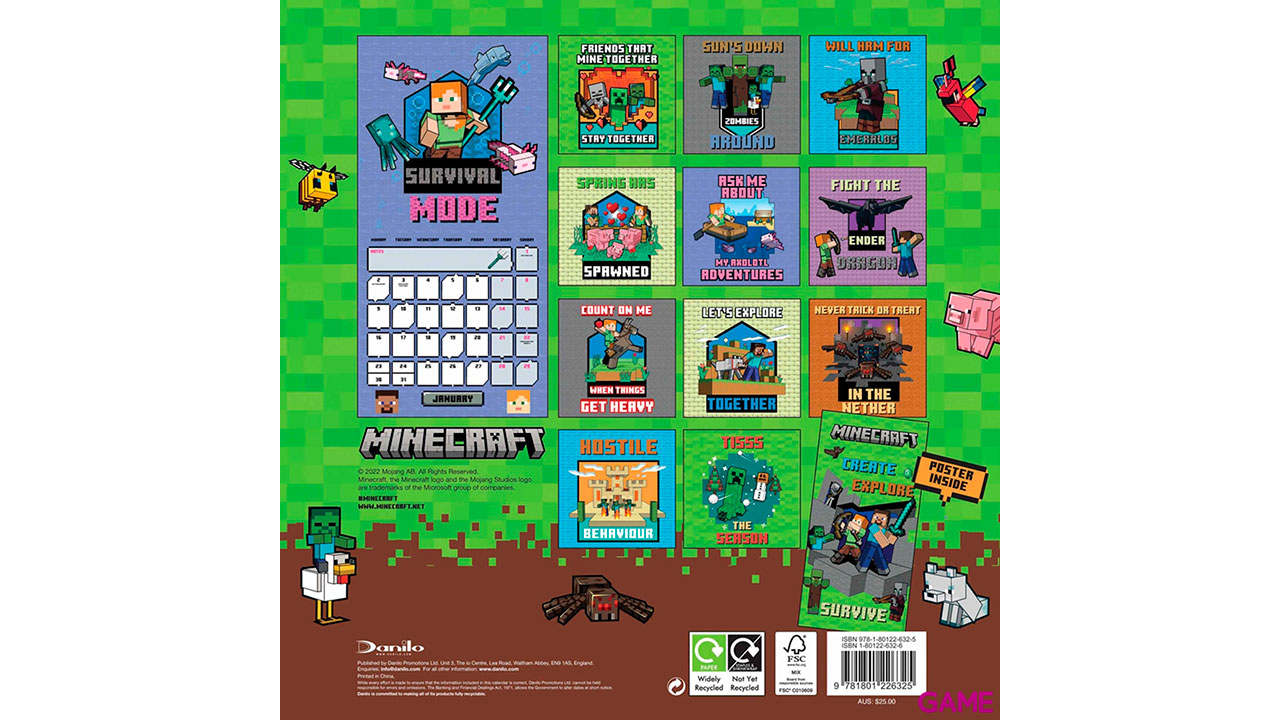 Calendario 2023 Minecraft 30x30cm-1