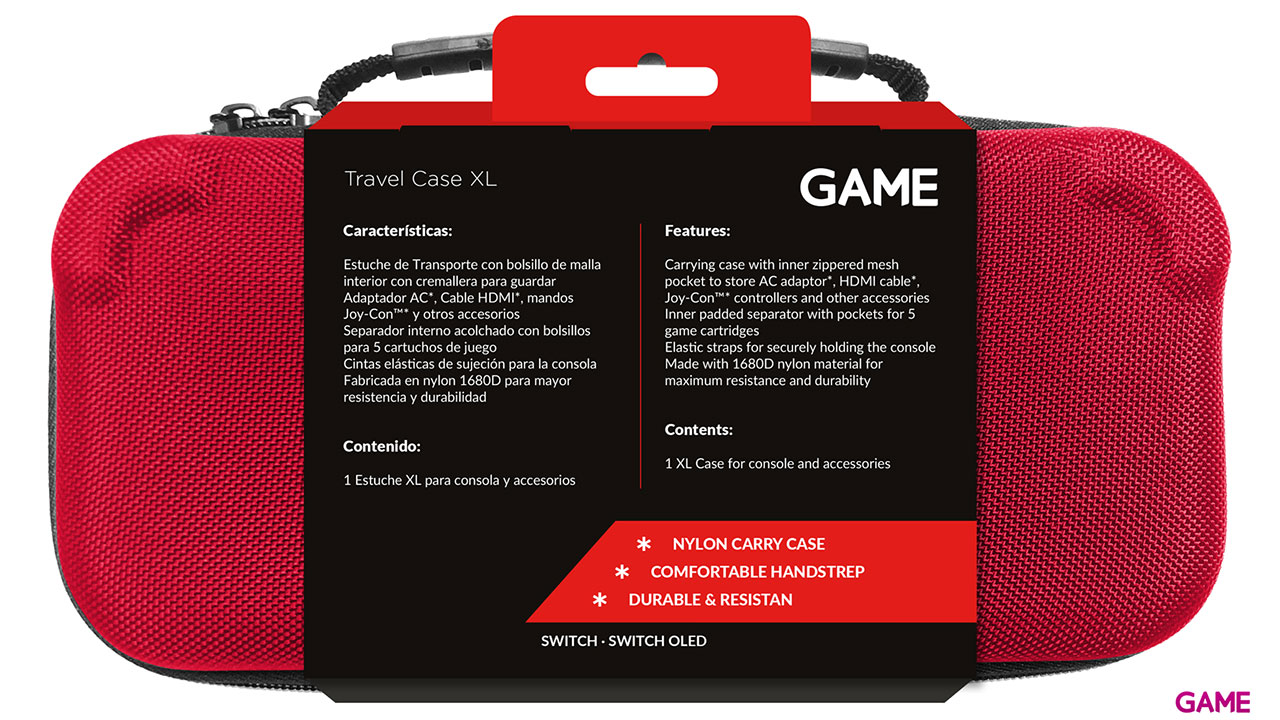 GAME GM168 Bolsa de transporte XL Roja para Nintendo Switch-1