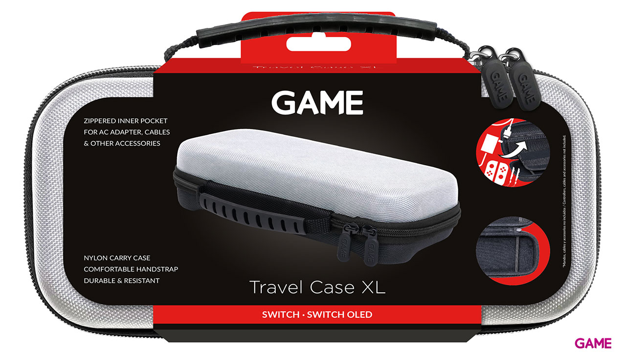 GAME GM199 Bolsa de transporte XL Blanca/Negra para Nintendo Switch-0