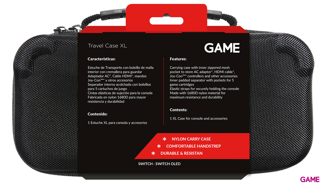 GAME GM199 Bolsa de transporte XL Blanca/Negra para Nintendo Switch-1