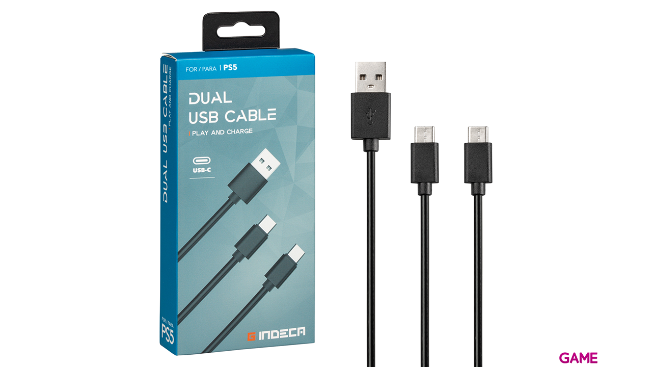 Cable de Carga USB-C para 2 Mandos Indeca Gaming-3