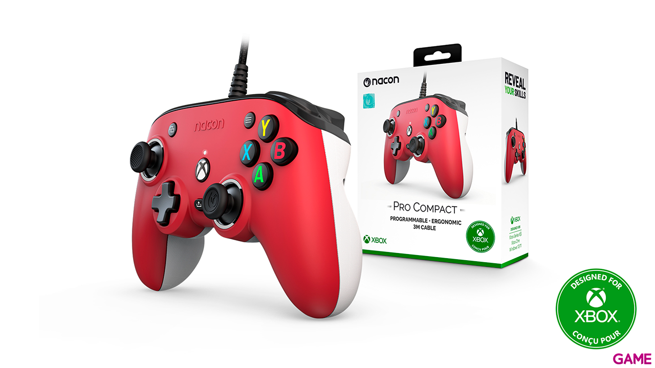 Mando con cable Nacon Pro Compact Rojo-4