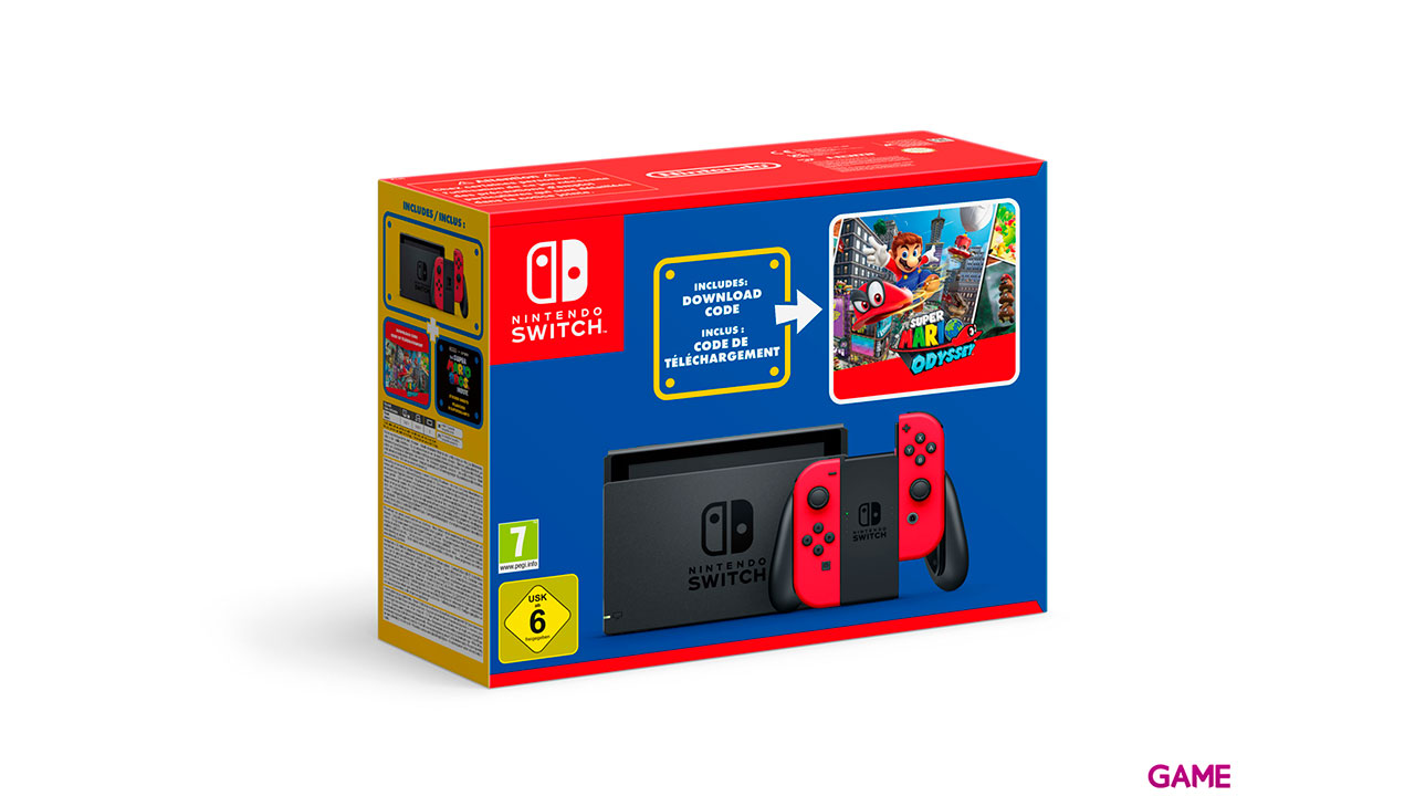 Nintendo Switch + Joy-Con Rojos + Mario Odyssey CIAB-0