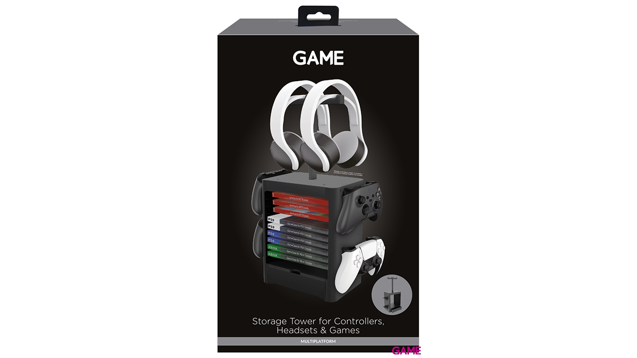 GAME GM32823 Soporte Auriculares, Juegos y Mandos Negro PS4-PS5-XBOX-0
