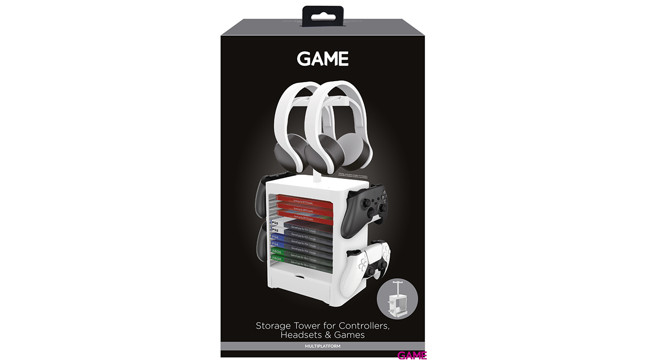GAME GM32830 Soporte Auriculares, Juegos y Mandos Blanco PS4-PS5-XBOX-0