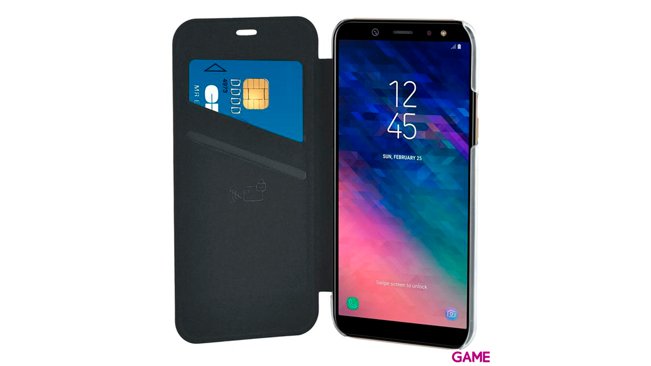 Funda con tapa negra para Samsung Galaxy A6 y A600 2018-2