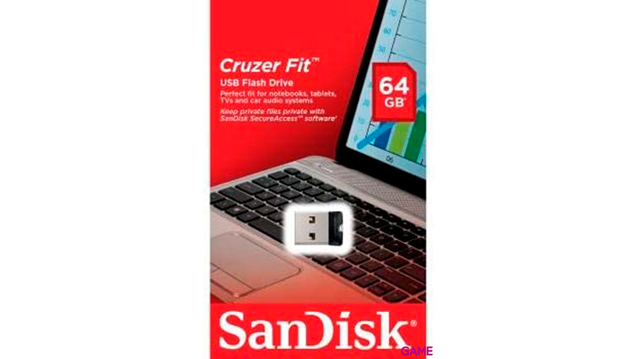 Sandisk Cruzer Fit unidad flash USB 64GB USB tipo A 2.0 Negro, Plata-2
