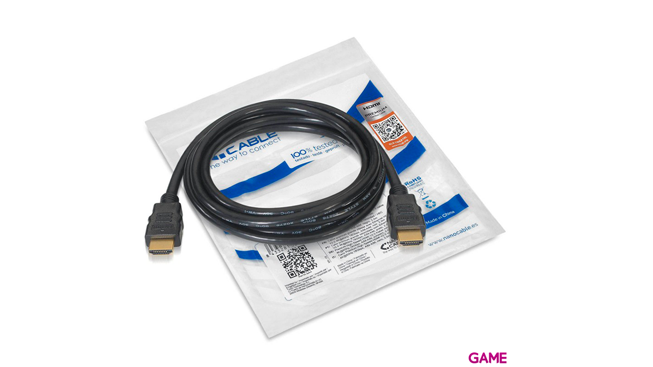 Nanocable HDMI V2.0, 0.5m tipo A Negro - Cable