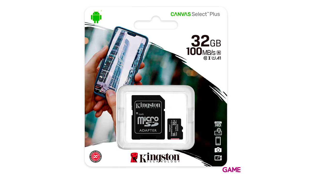 Kingston Technology Canvas Select Plus 32GB MicroSDHC Clase 10 UHS-I - Tarjeta Memoria-1