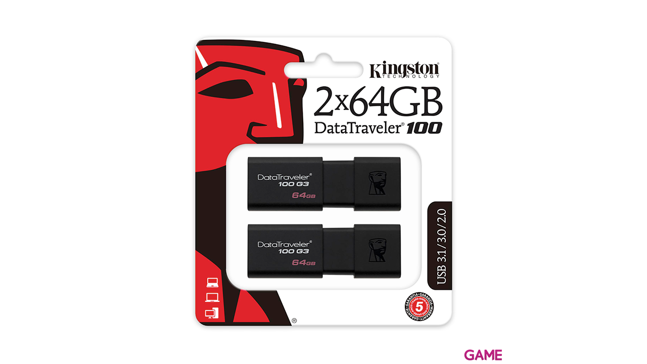 Kingston Technology DataTraveler 100 G3 unidad flash USB 64GB USB tipo A 3.2 Gen 1 (3.1 Gen 1) Negro-0