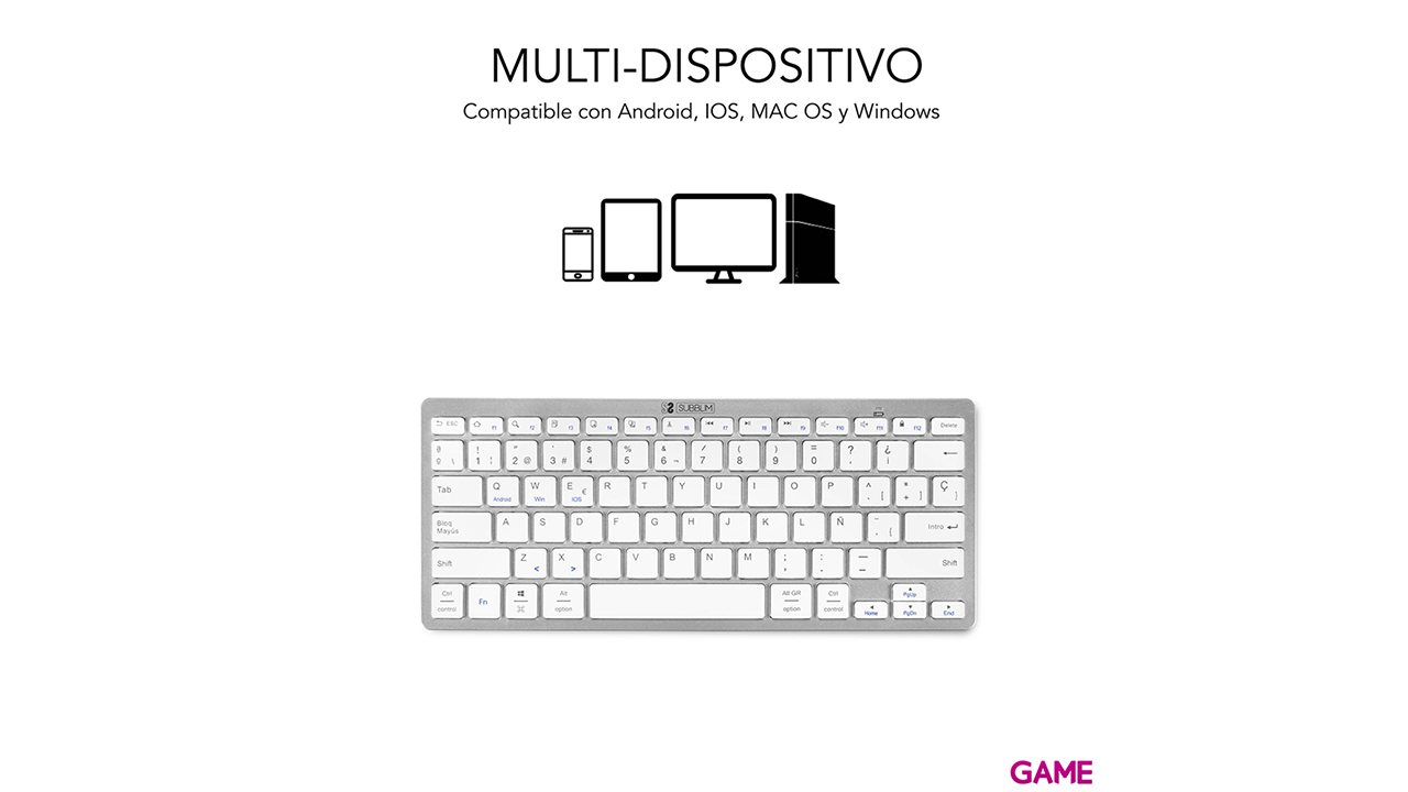 Subblim Wireless Bluetooth Dynamic Compact Silver - Teclado-1