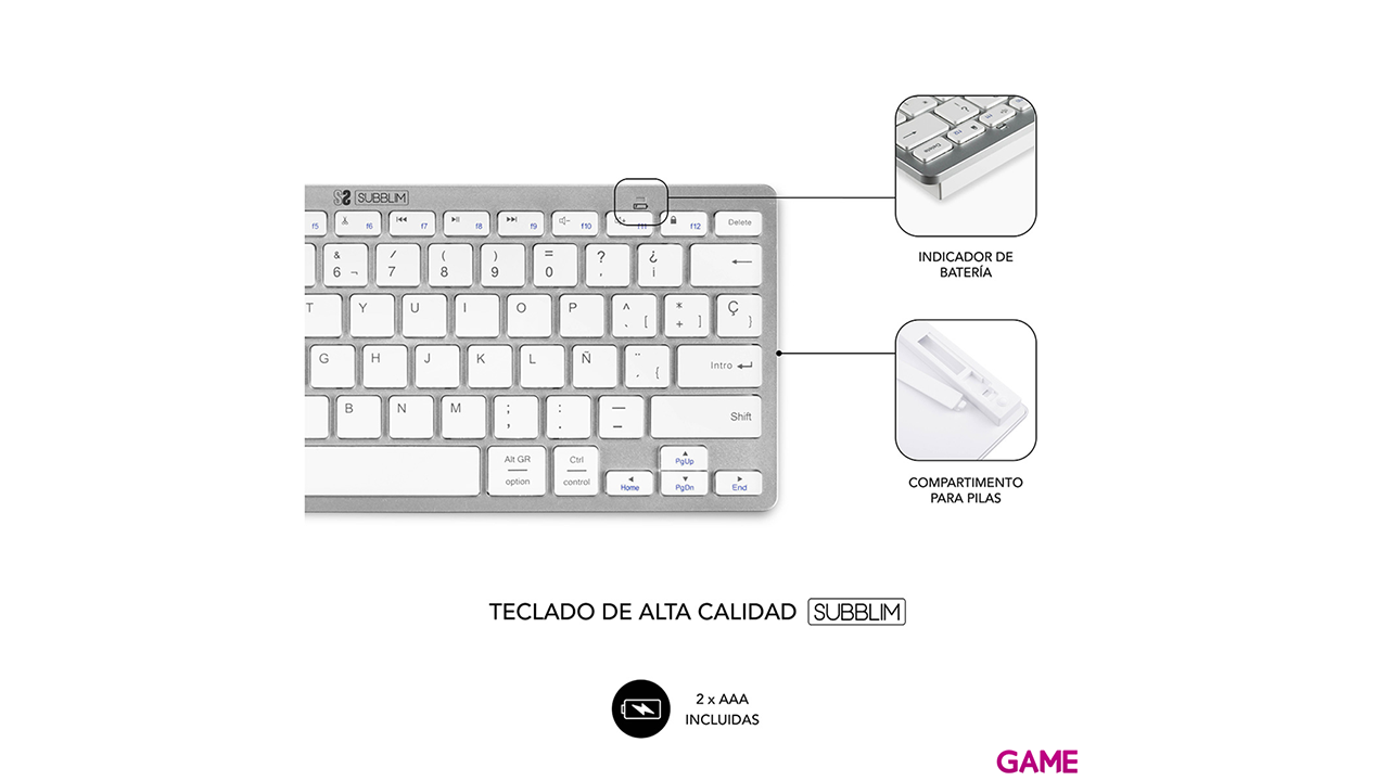 Subblim Wireless Bluetooth Dynamic Compact Silver - Teclado-3