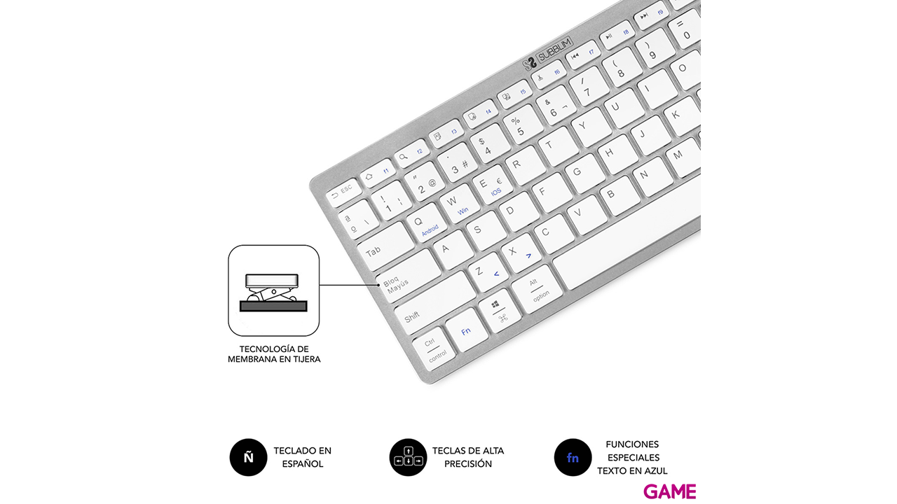 Subblim Wireless Bluetooth Dynamic Compact Silver - Teclado-4