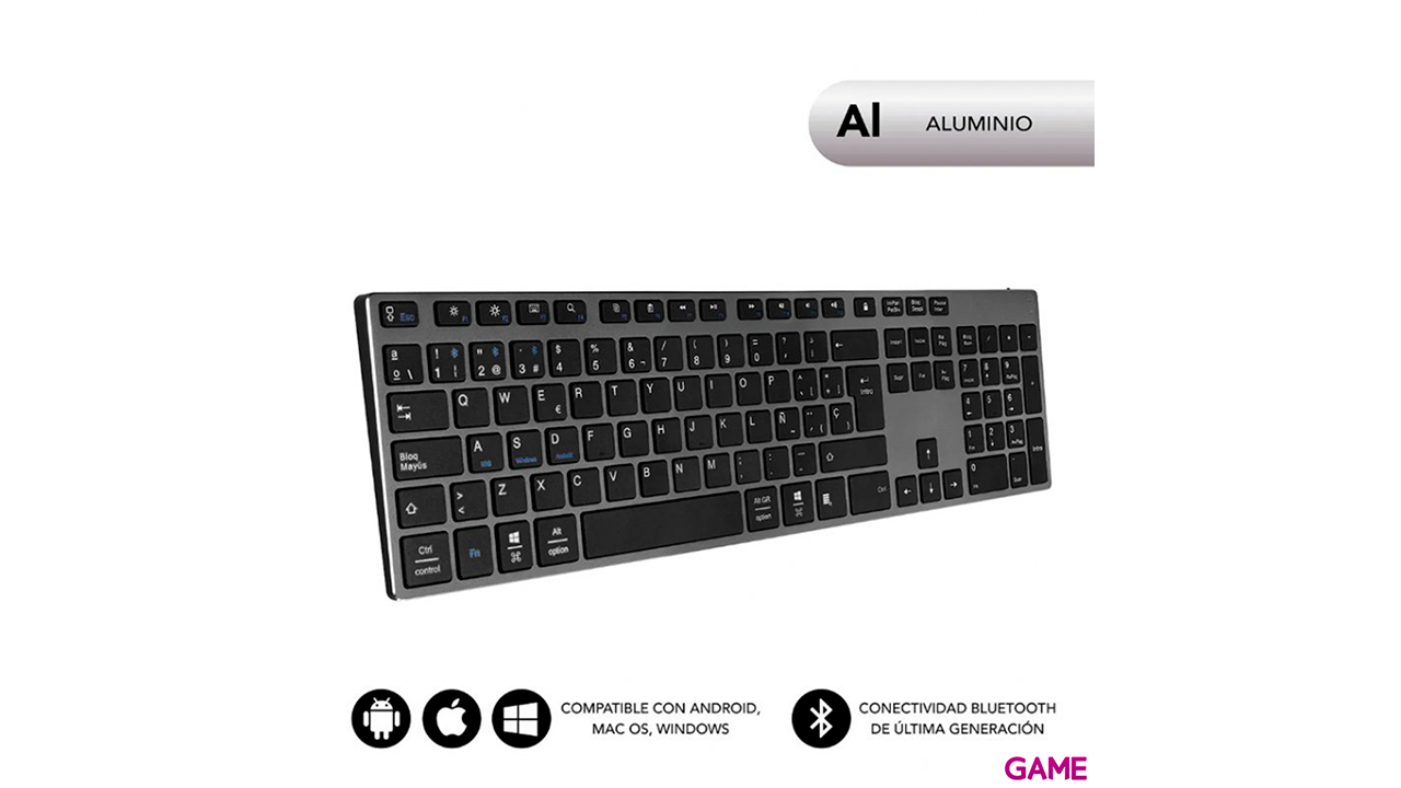 Subblim Adcanced Extended Wireless Bluetooth Aluminio Gris - Teclado-1