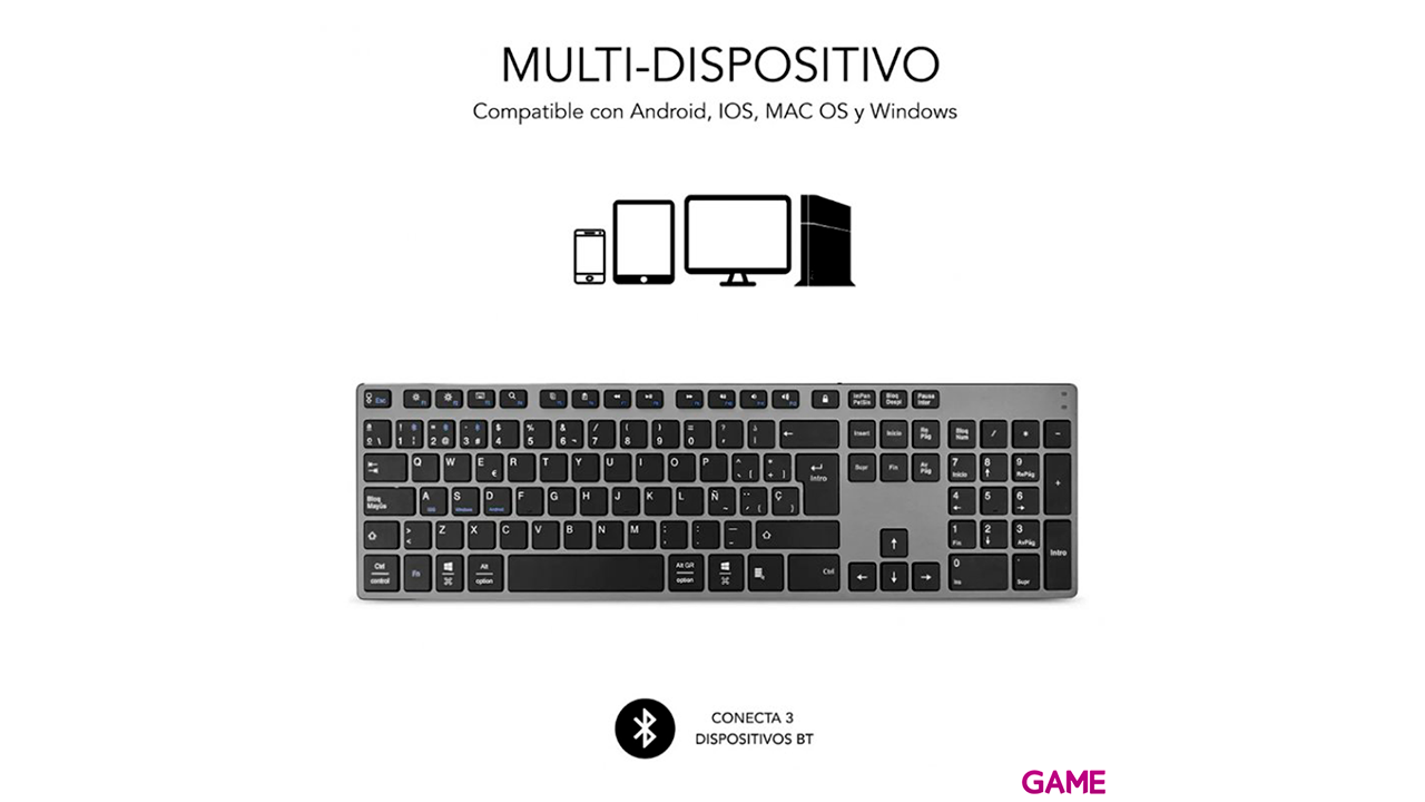 Subblim Adcanced Extended Wireless Bluetooth Aluminio Gris - Teclado-2