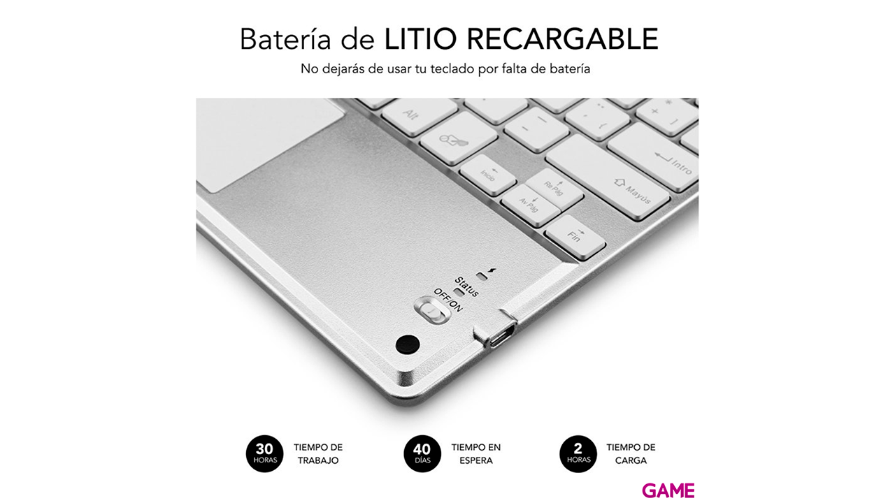 Subblim Smart Backlit BT Keyboard Touchpad Silver - Teclado-7
