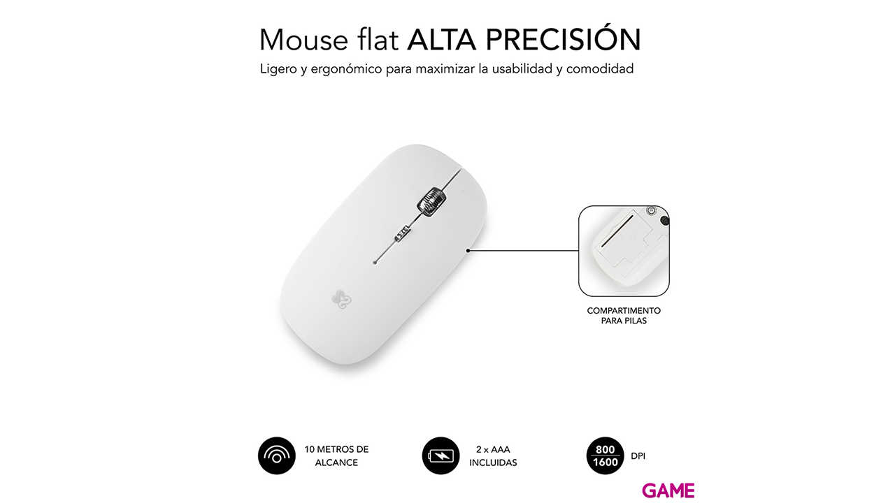 SUBBLIM RATON OPTICO WIRELESS BLUETOOTH BT MOUSE FLAT WHITE-2