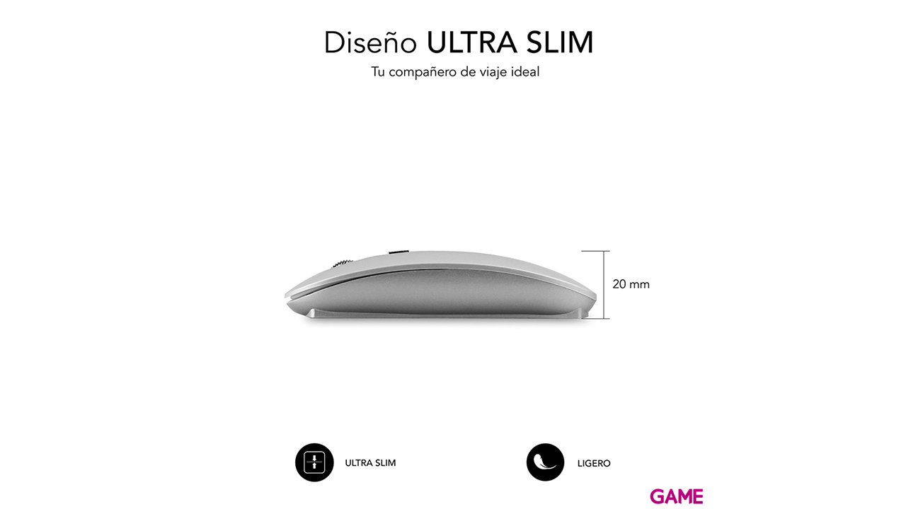SUBBLIM RATON OPTICO WIRELESS BLUETOOTH BT MOUSE FLAT SILVER-1