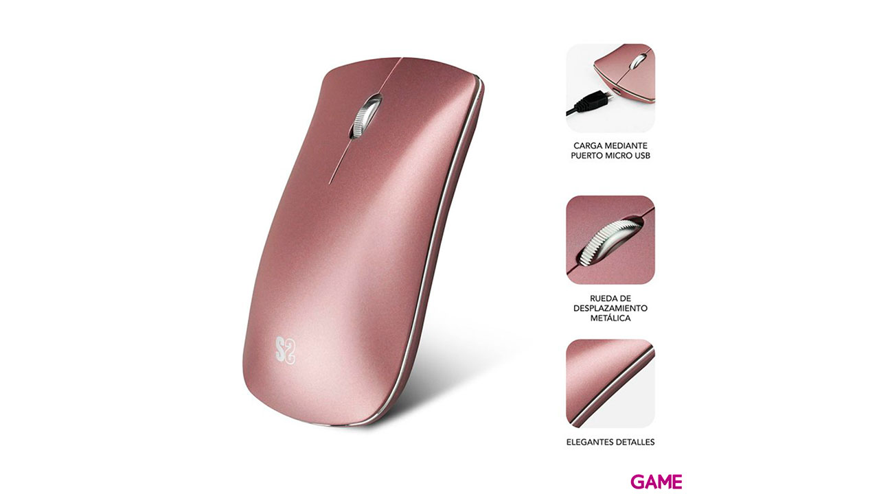 SUBBLIM RATON OPTICO WIRELESS BLUETOOTH BT MOUSE ELEGANT GOLD ROSE-2