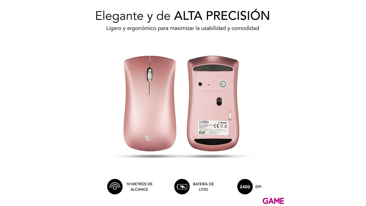 SUBBLIM RATON OPTICO WIRELESS BLUETOOTH BT MOUSE ELEGANT GOLD ROSE-3