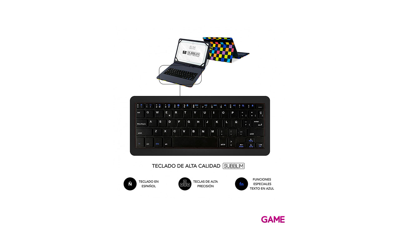 Subblim Keytab 10.1´´ Con Teclado Micro USB - USB C Squares - Funda-1