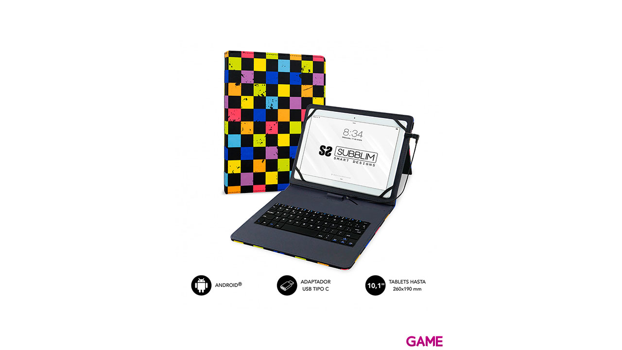 Subblim Keytab 10.1´´ Con Teclado Micro USB - USB C Squares - Funda-2