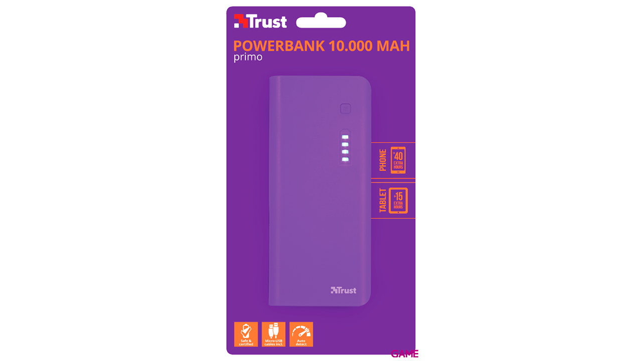 Trust Primo 10000 mAh batería externa Púrpura Ión de litio-3