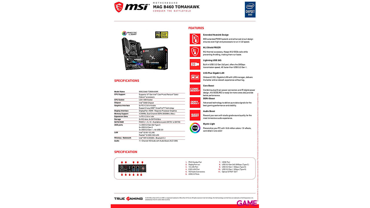 MSI MAG B460 Tomahawk LGA 1200 ATX Intel B460 - Placa Base-7
